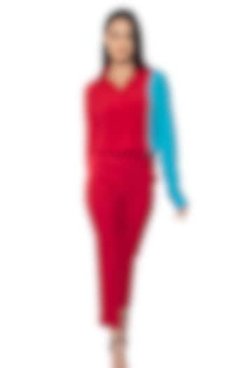 Red Vamp Banana Crepe Pants by Sonal Singh at Pernia's Pop Up Shop