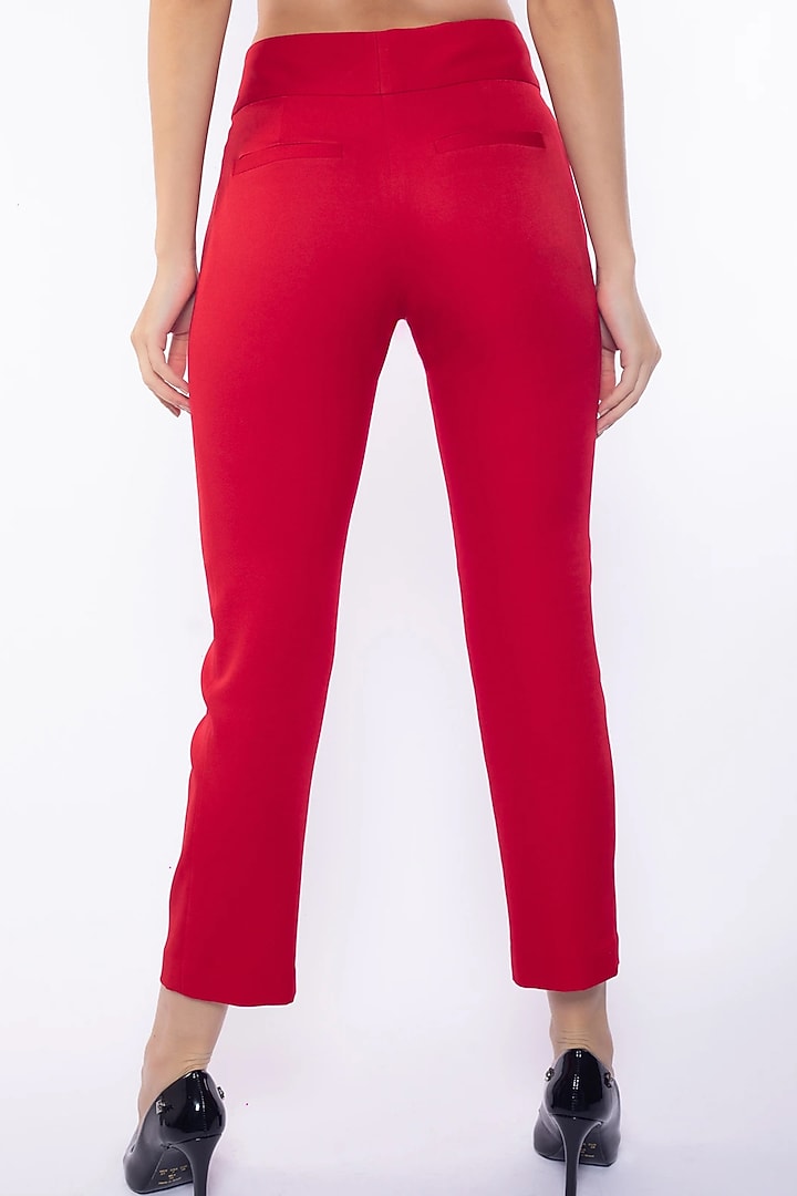Red Vamp Banana Crepe Pants by Sonal Singh at Pernia's Pop Up Shop