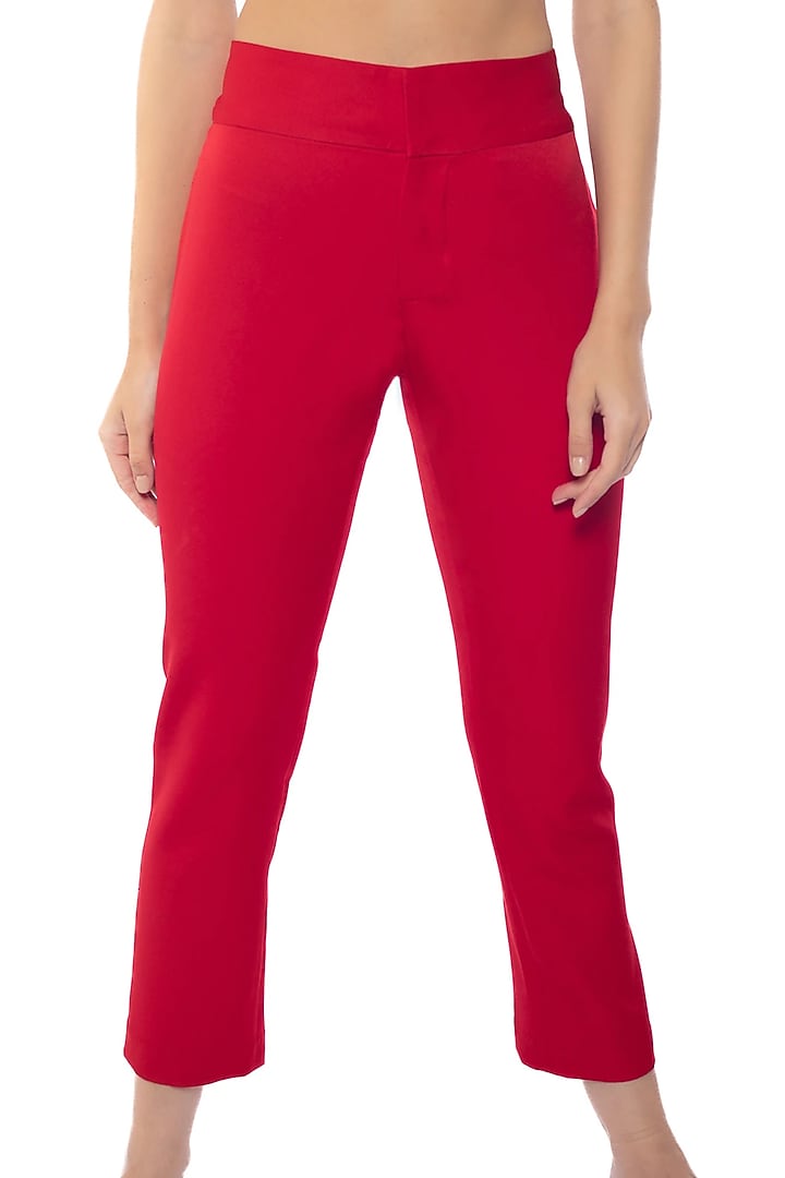 Red Vamp Banana Crepe Pants by Sonal Singh at Pernia's Pop Up Shop