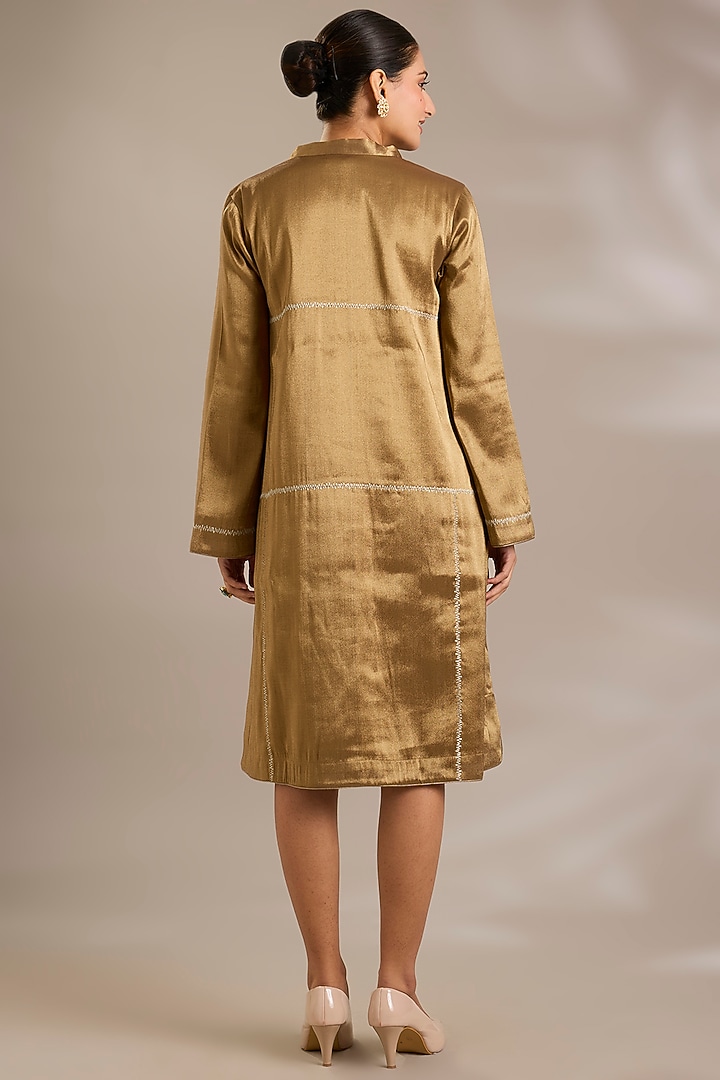 Ochre-Colored Tissue Knee-Length Vacation Dress by Sonal Singh at Pernia's Pop Up Shop
