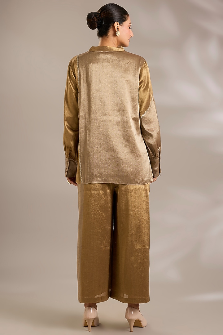 Ochre-Colored Tissue Co-ord Set by Sonal Singh at Pernia's Pop Up Shop