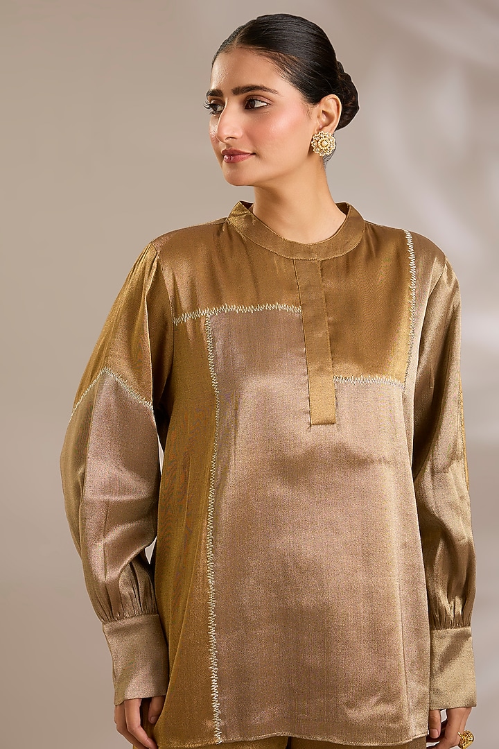 Ochre-Colored Tissue Co-ord Set by Sonal Singh at Pernia's Pop Up Shop