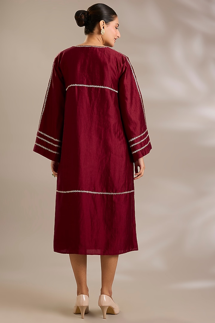 Cherry Red Tissue Midi Vacation Dress by Sonal Singh at Pernia's Pop Up Shop