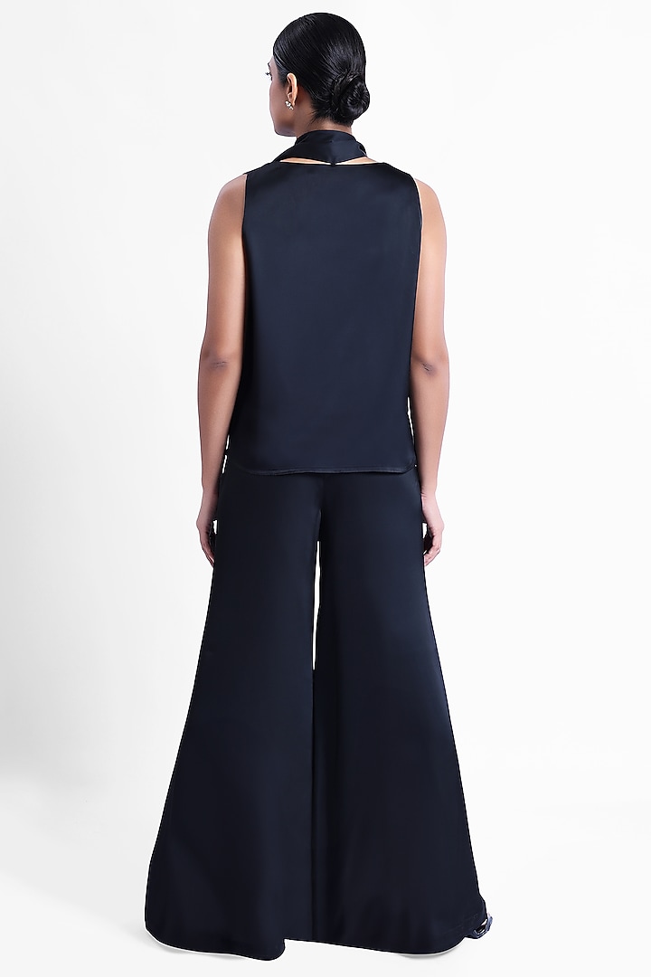 Black Satin Cami Top With Tie by Sonal Singh at Pernia's Pop Up Shop
