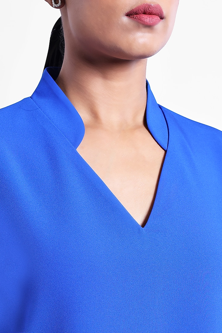Electric Blue Banana Crepe Co-Ord Set by Sonal Singh at Pernia's Pop Up Shop