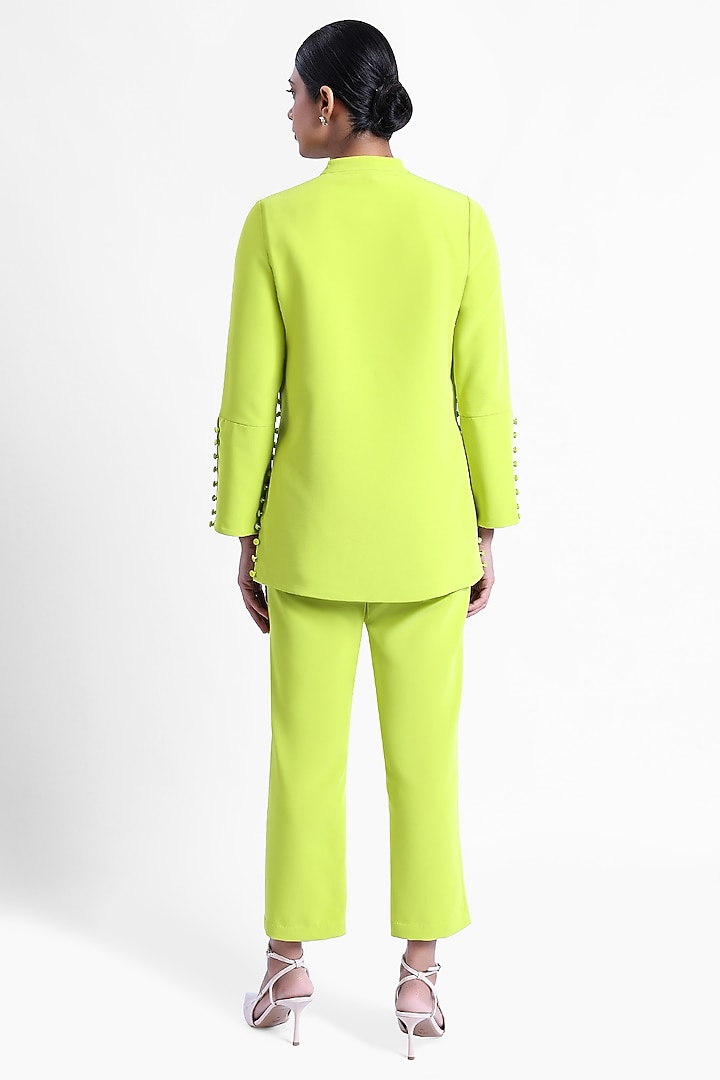 Neon Banana Crepe Embroidered Co-Ord Set by Sonal Singh at Pernia's Pop Up Shop