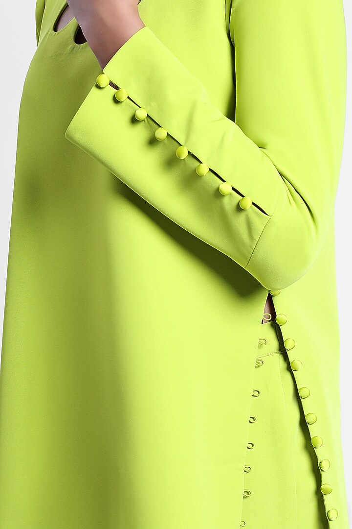 Neon Banana Crepe Embroidered Co-Ord Set by Sonal Singh at Pernia's Pop Up Shop