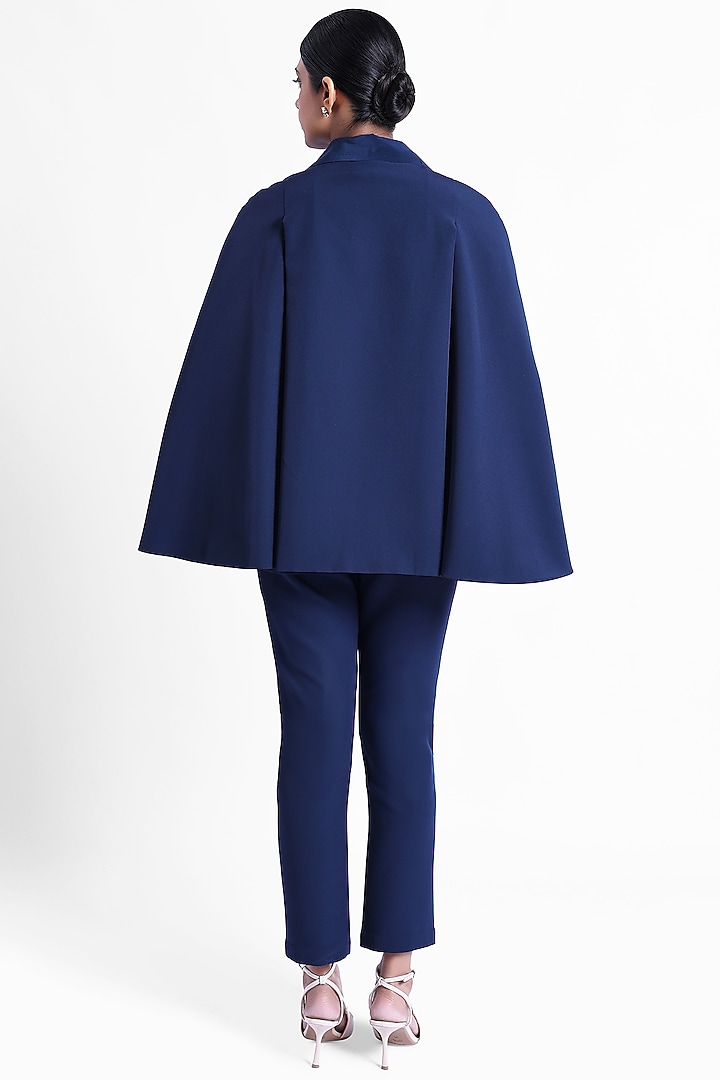 Blue Banana Crepe & Armani Satin Cape by Sonal Singh at Pernia's Pop Up Shop