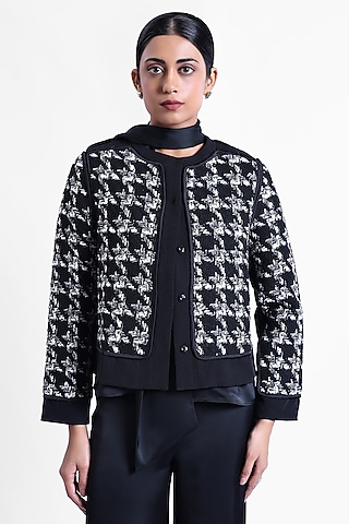 Black Tweed & Armani Satin Jacket by Sonal Singh