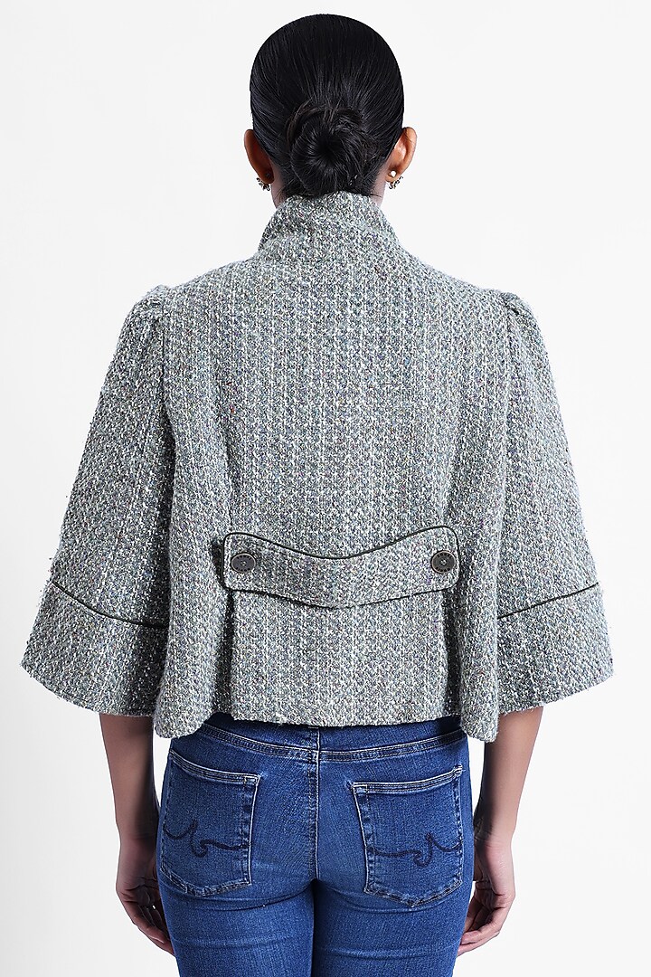 Grey Tweed Swing Jacket by Sonal Singh at Pernia's Pop Up Shop
