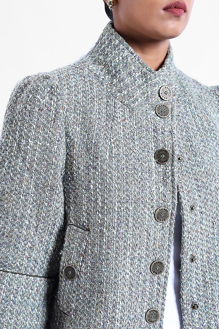 Grey Tweed Swing Jacket by Sonal Singh at Pernia's Pop Up Shop