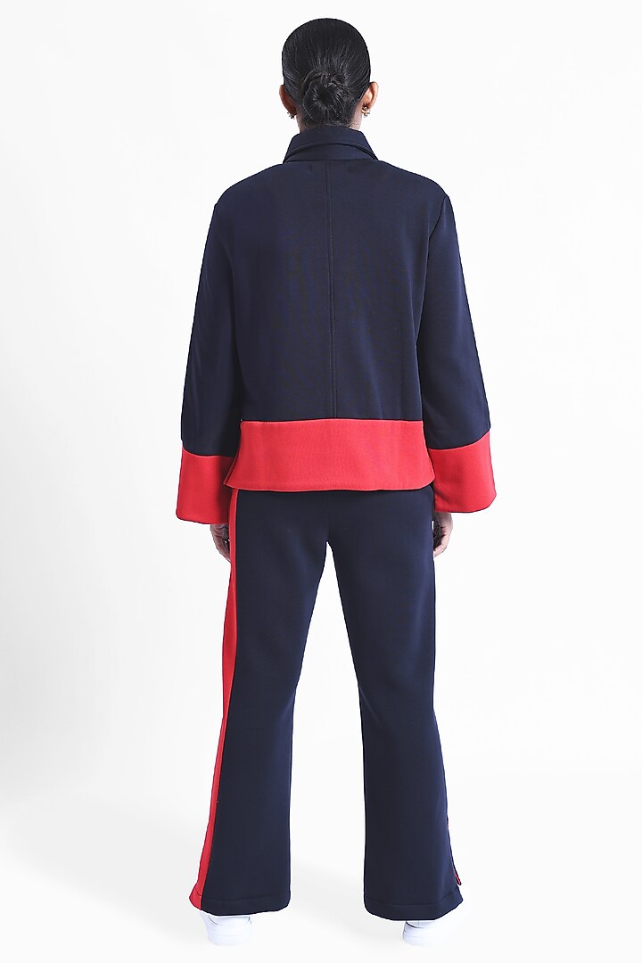 Blue Fleece Fabric Jacket by Sonal Singh at Pernia's Pop Up Shop