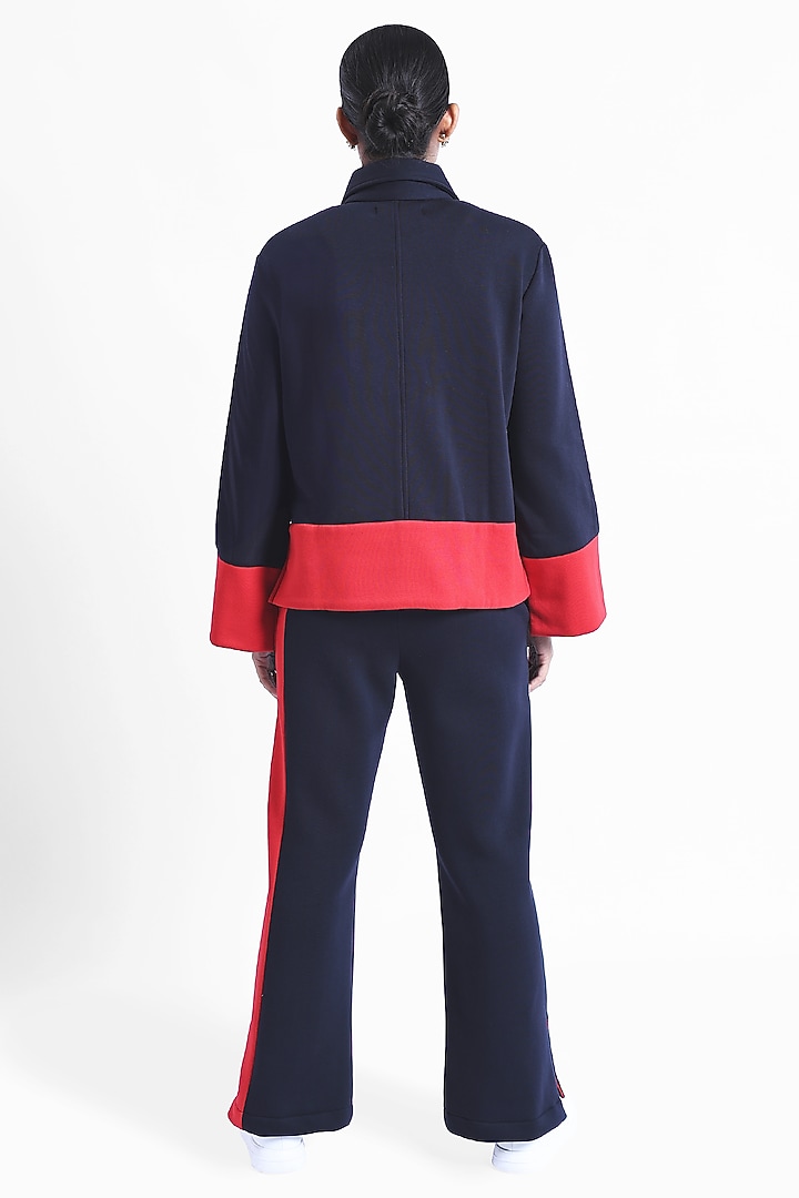 Blue Fleece Fabric Sweatpants by Sonal Singh at Pernia's Pop Up Shop
