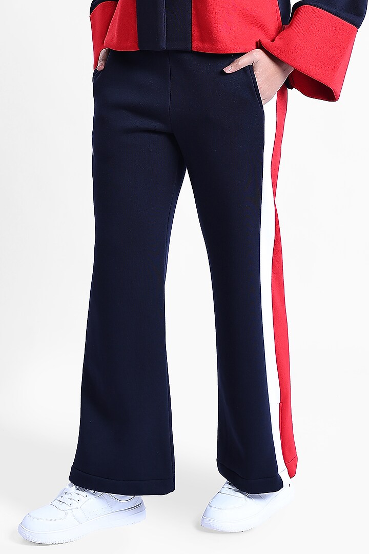 Blue Fleece Fabric Sweatpants by Sonal Singh at Pernia's Pop Up Shop