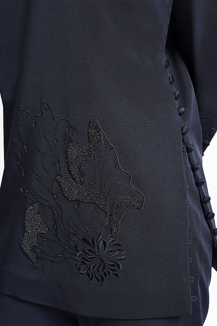 Black Crepe Embroidered Co-Ord Set by Sonal Singh at Pernia's Pop Up Shop