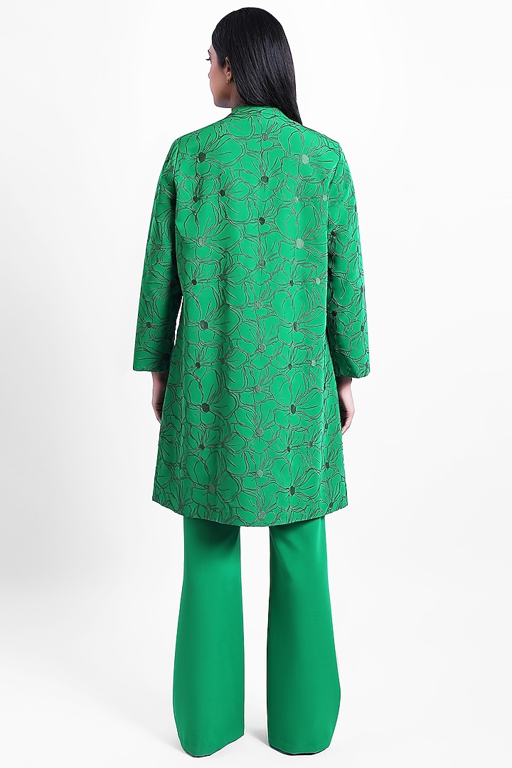 Green Banana Crepe Thread Embroidered Jacket by Sonal Singh at Pernia's Pop Up Shop