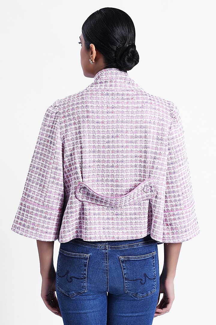Pink Tweed Swing Jacket by Sonal Singh at Pernia's Pop Up Shop
