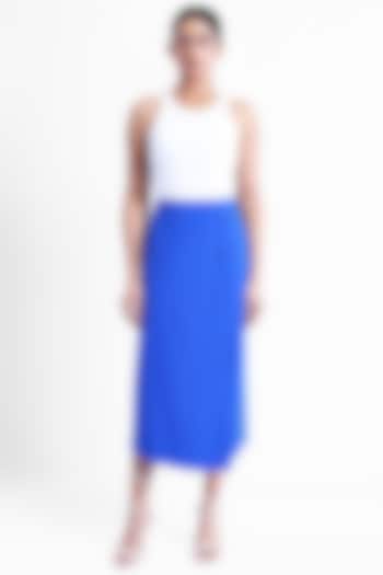 Blue Banana Crepe Overlap Midi Skirt by Sonal Singh at Pernia's Pop Up Shop