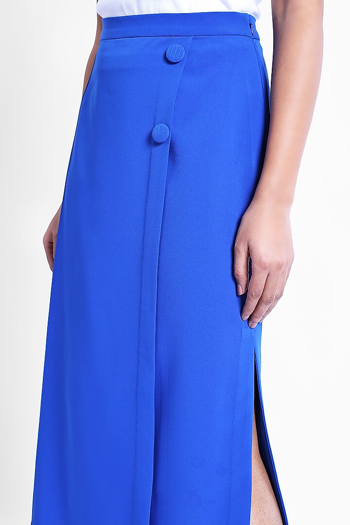 Blue Banana Crepe Overlap Midi Skirt by Sonal Singh at Pernia's Pop Up Shop