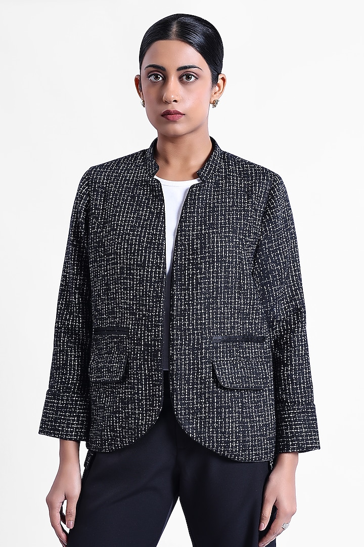 Black Tweed & Armani Satin Blazer by Sonal Singh at Pernia's Pop Up Shop