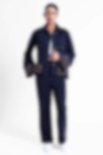 Blue Fleece Fabric Sweatpants by Sonal Singh at Pernia's Pop Up Shop