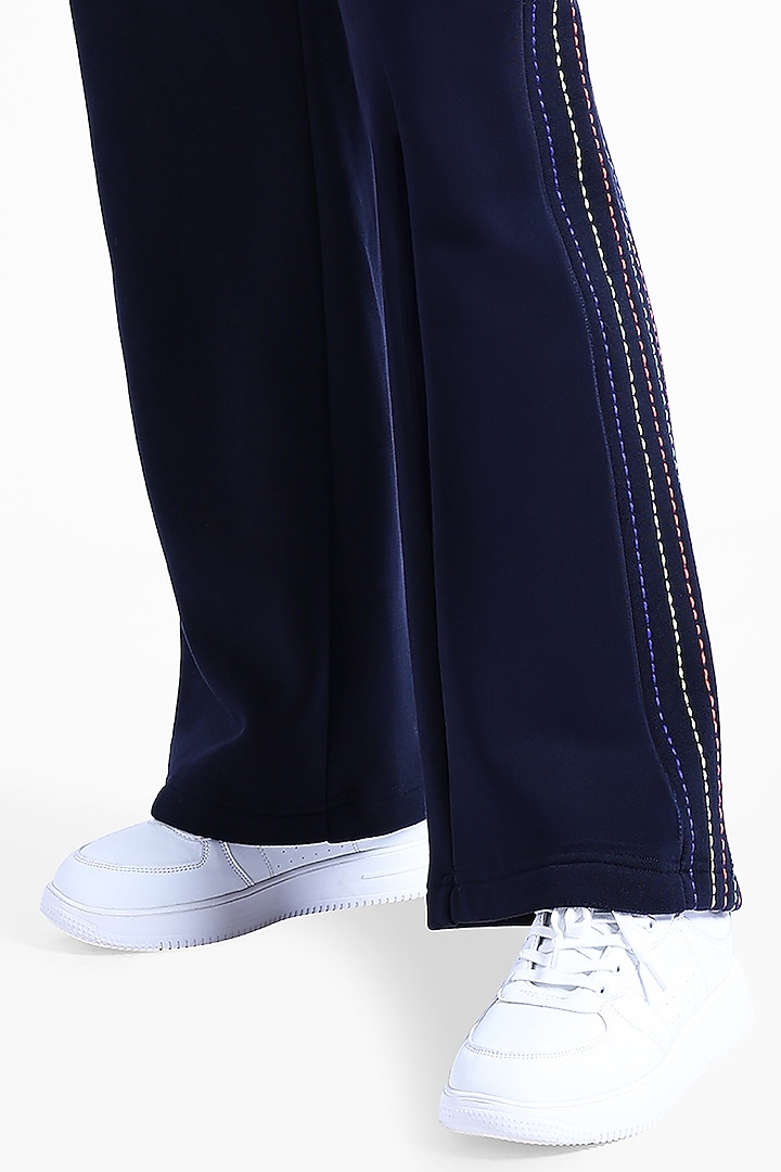 Blue Fleece Fabric Sweatpants by Sonal Singh at Pernia's Pop Up Shop