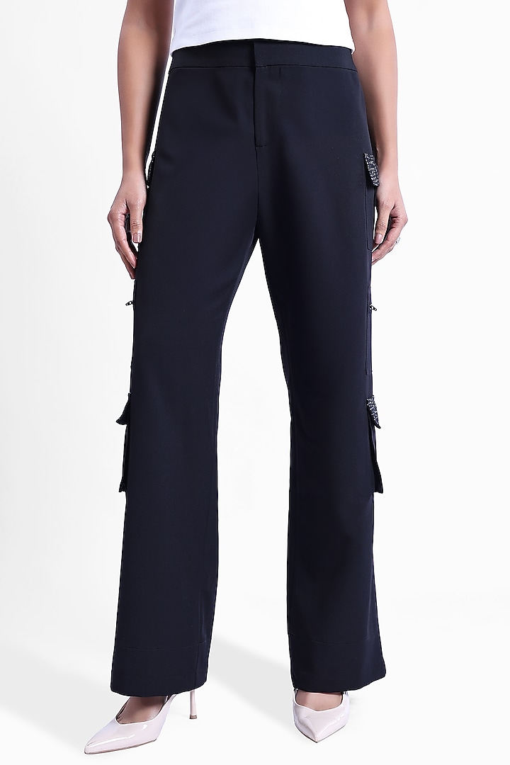 Black Banana Crepe & Armani Satin Pants by Sonal Singh at Pernia's Pop Up Shop