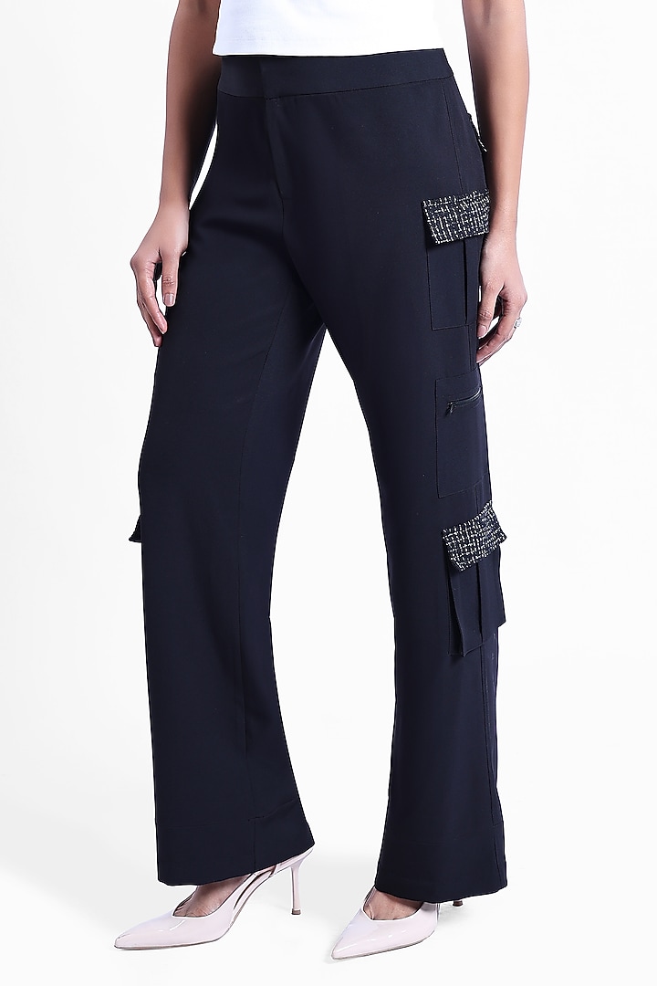 Black Banana Crepe & Armani Satin Pants by Sonal Singh at Pernia's Pop Up Shop