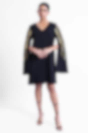 Black Banana Crepe Embellished Mini Vacation Dress by Sonal Singh at Pernia's Pop Up Shop