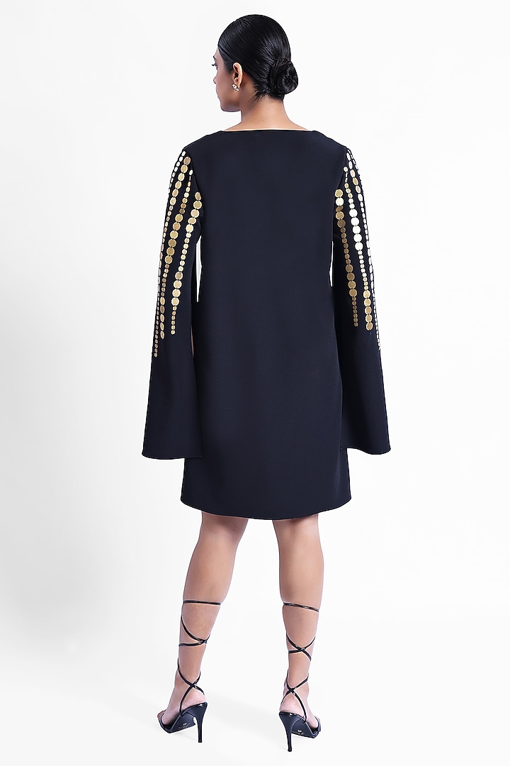 Black Banana Crepe Embellished Mini Vacation Dress by Sonal Singh at Pernia's Pop Up Shop