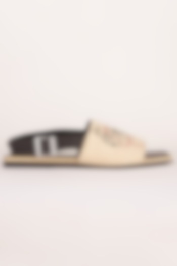 Off White Embroidered Backstrap Sandals by Sole Stories