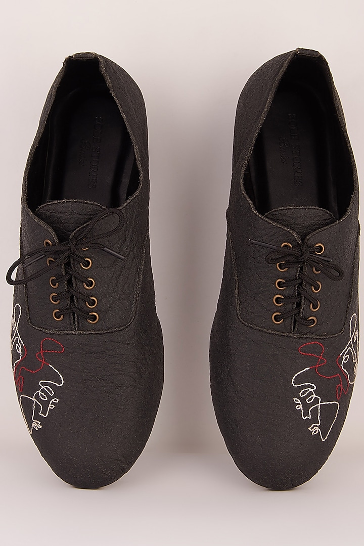 Charcoal Black Handcrafted & Embroidered Sandals by Sole Stories at Pernia's Pop Up Shop