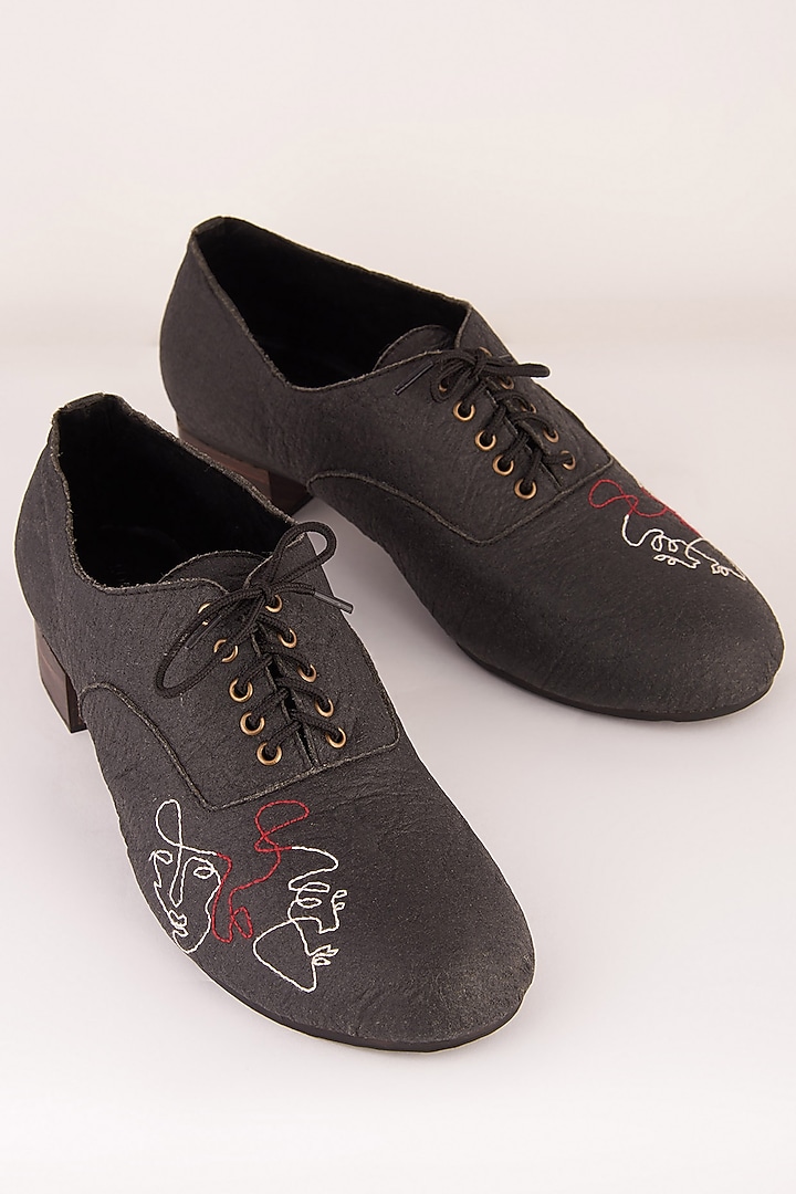 Charcoal Black Handcrafted & Embroidered Sandals by Sole Stories at Pernia's Pop Up Shop