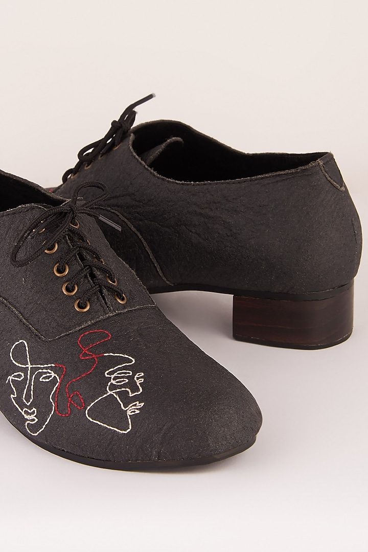 Charcoal Black Handcrafted & Embroidered Sandals by Sole Stories at Pernia's Pop Up Shop