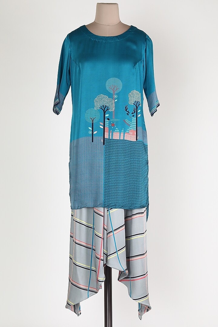 Blue Kurta With Pants by Label SO US at Pernia's Pop Up Shop
