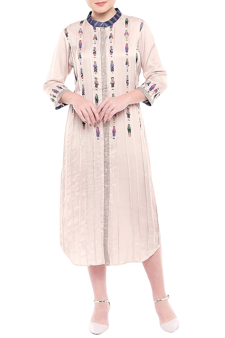 Ivory Printed Midi Dress by Label SO US