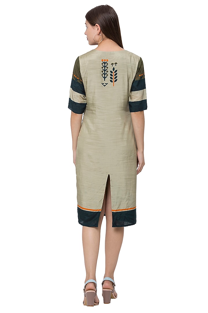 Olive Green Printed A-Line Dress by Label SO US at Pernia's Pop Up Shop