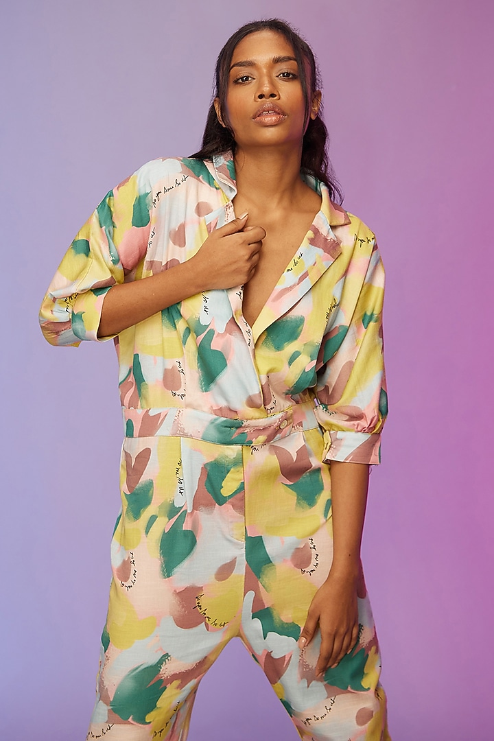 Multi-Colored Cotton Printed Jumpsuit by Label SO US at Pernia's Pop Up Shop