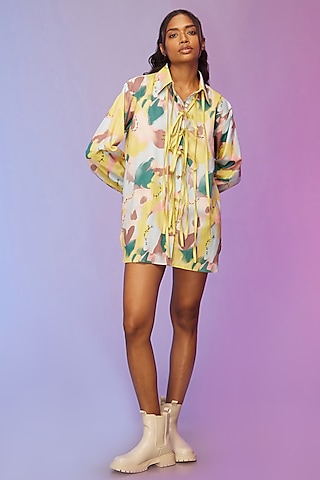 Multi-Colored Cotton Printed Mini Dress by Label SO US