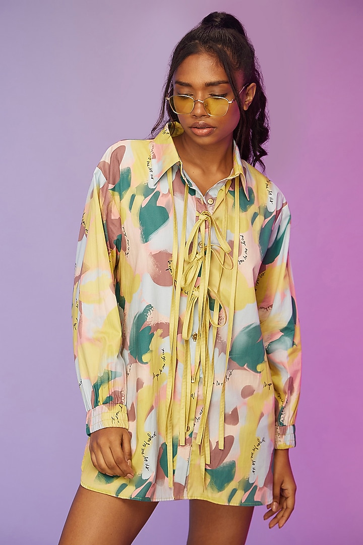 Multi-Colored Cotton Printed Mini Summer Dress by Label SO US at Pernia's Pop Up Shop