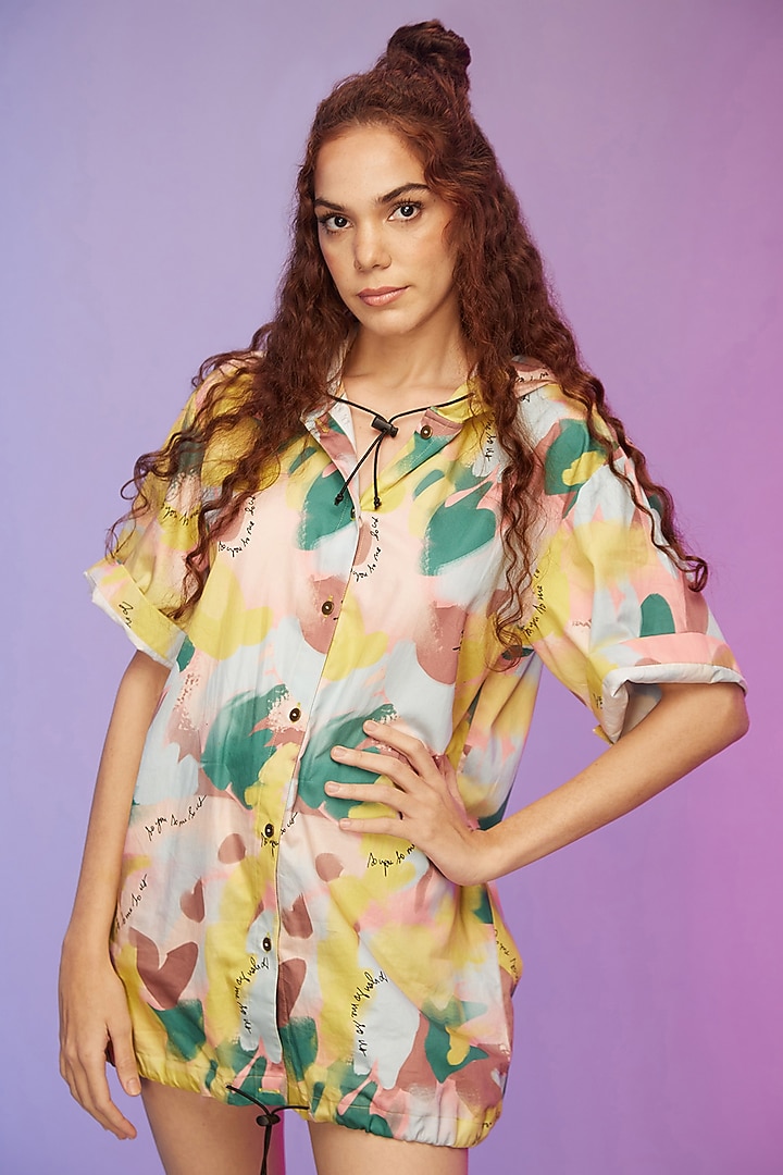 Multi-Colored Cotton Mini Hoodie Summer Dress by Label SO US at Pernia's Pop Up Shop