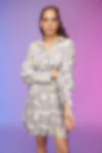 Powder Blue Cotton Printed Summer Shirt Dress by Label SO US at Pernia's Pop Up Shop