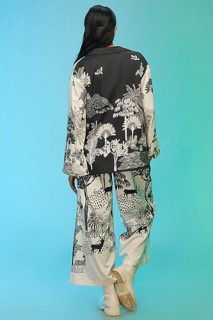Off-White & Black Cotton Printed Co-Ord Set by Label SO US at Pernia's Pop Up Shop