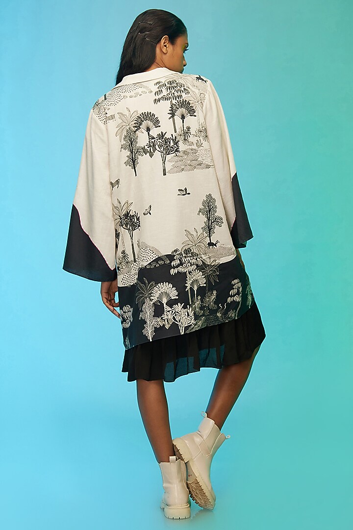 Off-White & Black Cotton Jacket Summer Dress by Label SO US at Pernia's Pop Up Shop