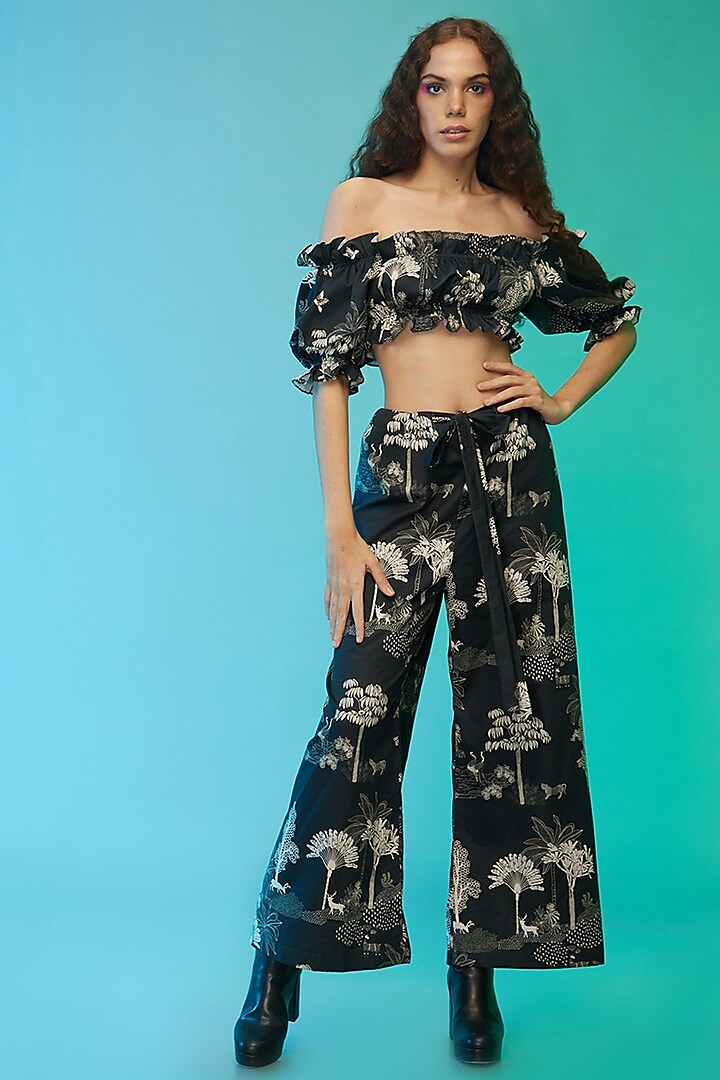 Black Cotton Printed Co-Ord Set by Label SO US