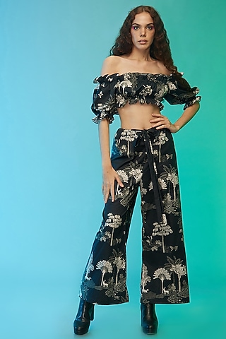 Black Cotton Printed Co-Ord Set by Label SO US