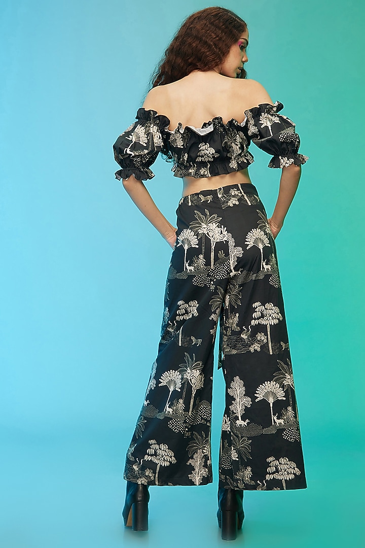 Black Cotton Printed Co-Ord Set by Label SO US at Pernia's Pop Up Shop