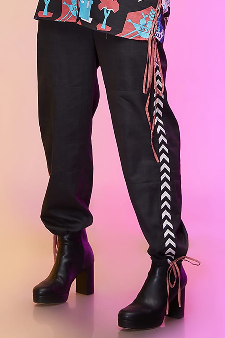Black Cotton Striped Co-Ord Set by Label SO US at Pernia's Pop Up Shop