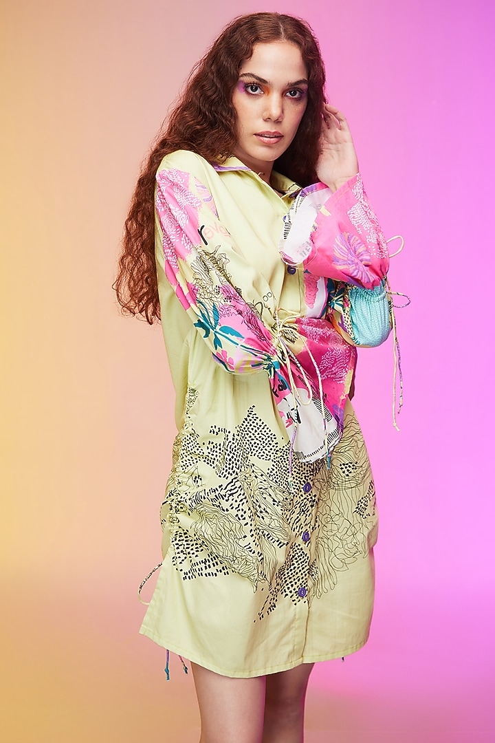 Yellow Cotton Printed Knee Length Summer Dress by Label SO US at Pernia's Pop Up Shop