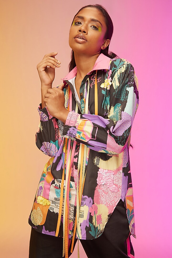 Black Cotton Striped Co-Ord Set by Label SO US at Pernia's Pop Up Shop